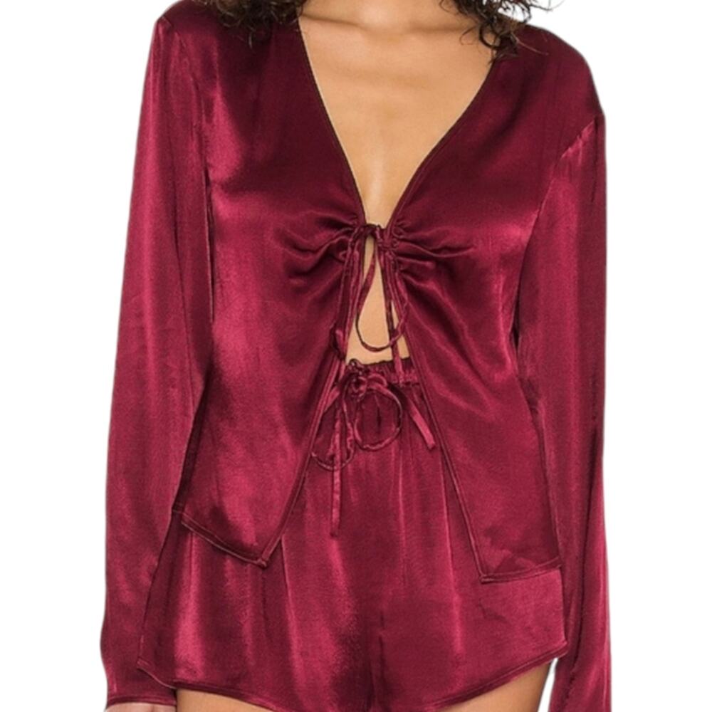 LPA Guilia Top Tie Front Open Long Sleeve Blouse